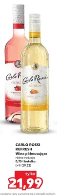 Wino półmusujące CARLO ROSSI REFRESH promocja w Kaufland