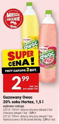 Gazowany Owoc 20% soku Hortex promocja w Twój Market