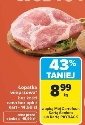 Łopatka wieprzowa bez kości promocja w Carrefour
