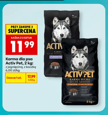 Karma dla psa z jagnięciną Activ Pet promocja w Biedronka