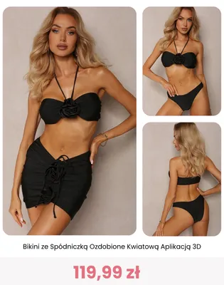 Bikini ze spódniczką ozdobione kwiatową aplikacją 3D Renee promocja w Renee