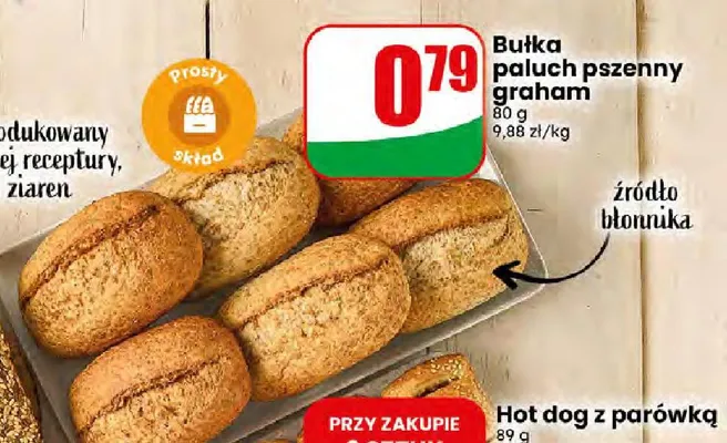 Bułka paluch pszenny graham promocja w Dino
