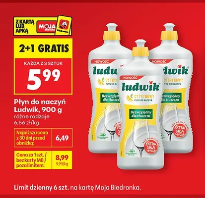 Płyn do naczyń Ludwik cytrynowy promocja w Biedronka