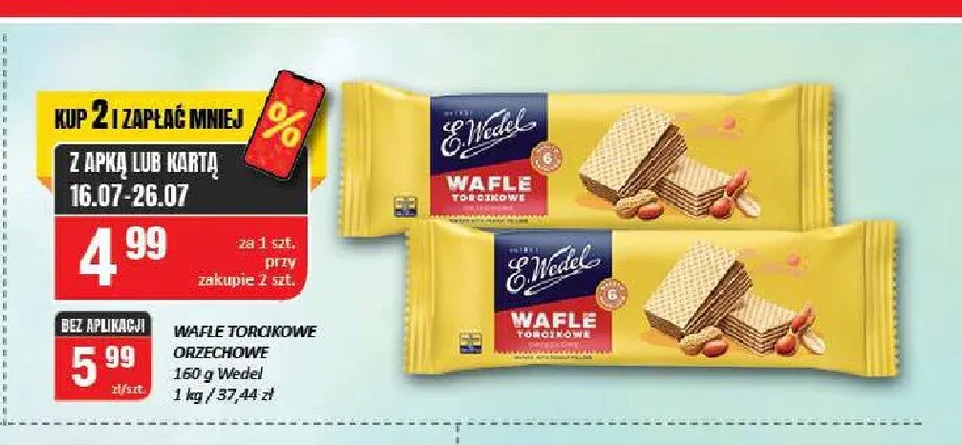 Wafle torcikowe orzechowe E.Wedel promocja w Chorten