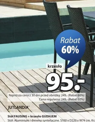 Stół Fausing + krzesło Gudhjeim promocja w Jysk