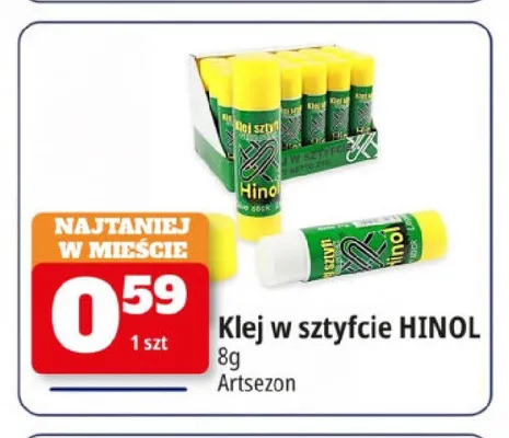 Klej w sztyfcie Hinol 8 g promocja w Leclerc