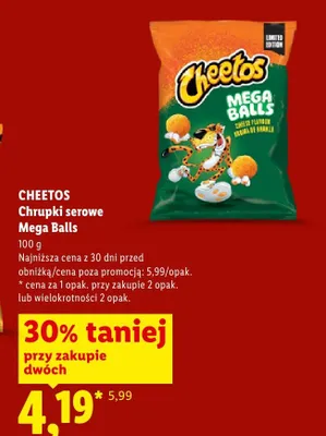 Chrupki serowe Cheetos Mega Balls promocja w Lidl