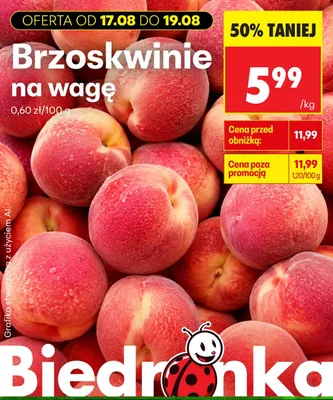 Brzoskwinie na wagę promocja w Biedronka