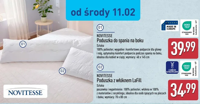 Poduszka z włóknem LaFill promocja w Aldi