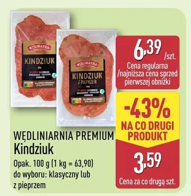 Kindziuk klasyczny Wędliniarnia Premium promocja w Aldi
