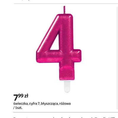 Świeczka cyfra 4 błyszcząca różowa promocja w Empik