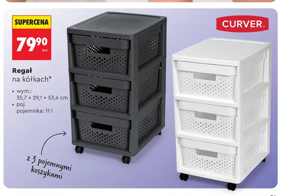 Regał na kółkach Curver promocja w Biedronka