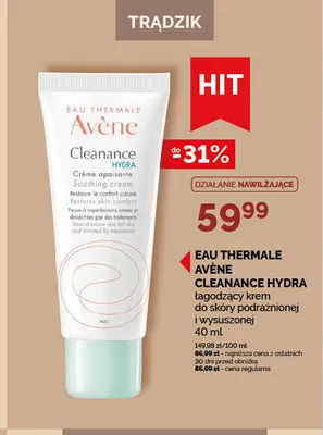 Łagodzący krem do skóry podrażnionej i wysuszonej Eau Thermale Avène Cleanance Hydra promocja w Ziko Dermo