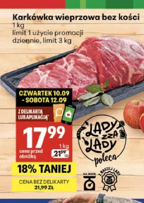 Karkówka wieprzowa bez kości promocja w Delikatesy Centrum