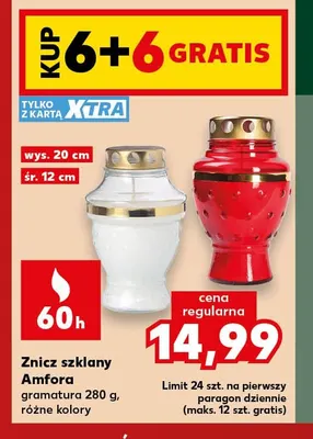 Znicz szklany Amfora promocja w Kaufland