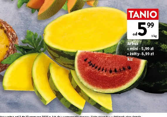 Arbuz żółty luz promocja w Intermarche
