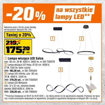 Lampa LED Mariposa promocja w OBI