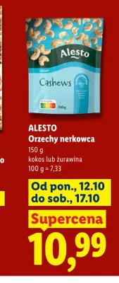 Orzechy nerkowca kokos Alesto promocja w Lidl