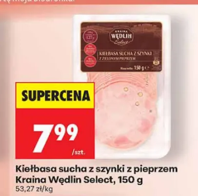 Kiełbasa sucha z szynki z pieprzem Kraina Wędlin Select promocja w Biedronka
