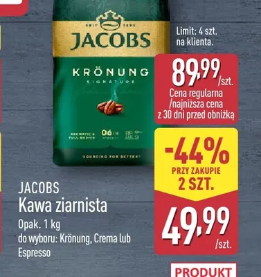 Kawa ziarnista Jacobs Espresso promocja w Aldi
