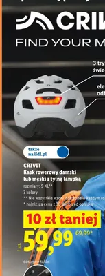 Kask rowerowy damski z tylną lampką CRIVIT promocja w Lidl