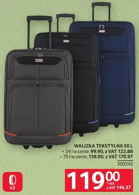 Walizka tekstylna 50 L promocja w Selgros