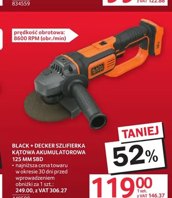Szlifierka kątowa akumulatorowa Sbd Black + Decker promocja w Selgros