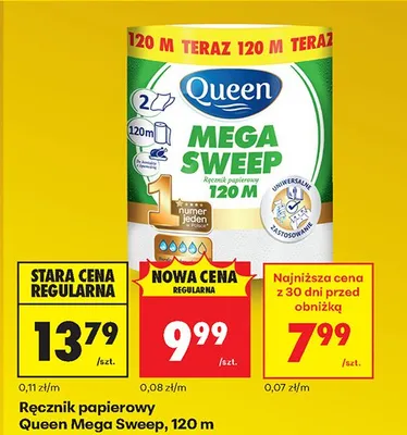 Ręcznik papierowy Mega Sweep, 120 m promocja w Biedronka