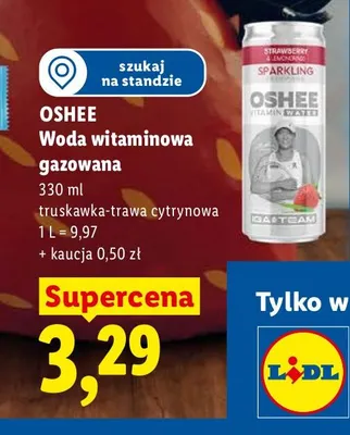Woda witaminowa gazowana OSHEE truskawka-trawa cytrynowa promocja w Lidl