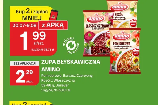 Zupa błyskawiczna Amino Pomidorowa promocja w Chorten