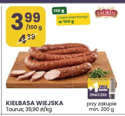Kiełbasa wiejska Taurus promocja w Stokrotka