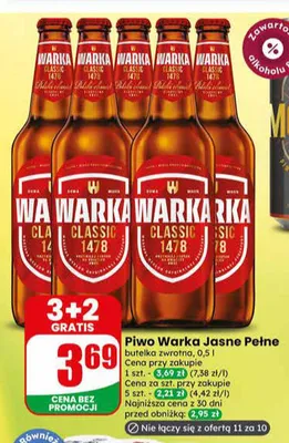 Piwo Warka Jasne Pełne promocja w Dino