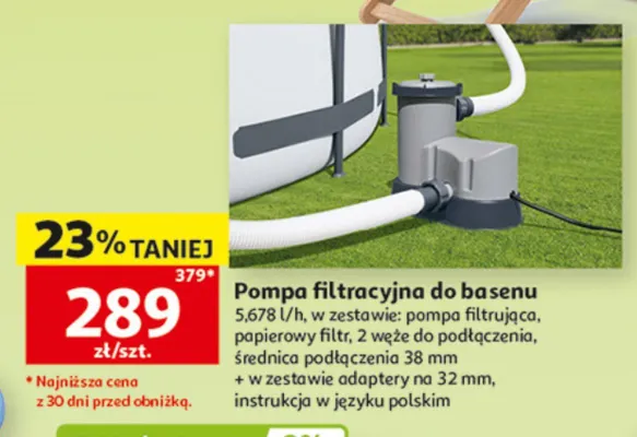 Pompa filtracyjna do basenu 5,678l/h promocja w Auchan