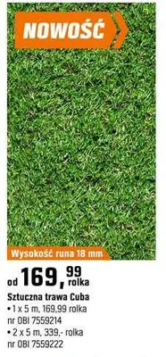 Sztuczna trawa Cuba promocja w OBI