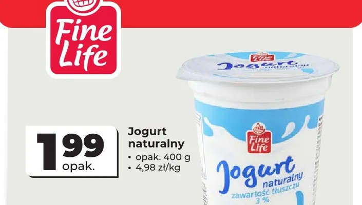 Jogurt naturalny Fine Life promocja w Odido