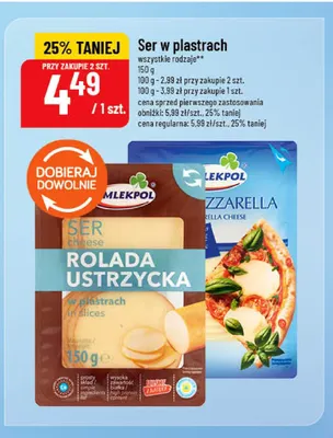 Ser Mozzarella w plastrach Mlekpol promocja w POLOmarket