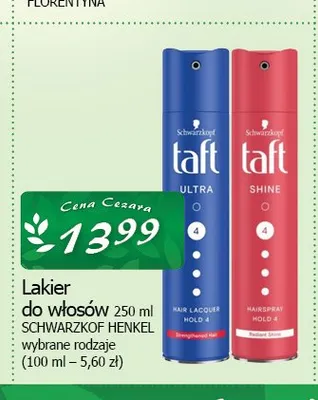 Lakier do włosów Taft Ultra promocja w CEZAR Delikatesy
