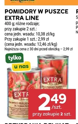 Pomidory w puszce Extra Line promocja w Stokrotka