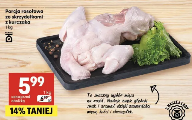 Porcja rosołowa ze skrzydełkami z kurczaka promocja w Delikatesy Centrum
