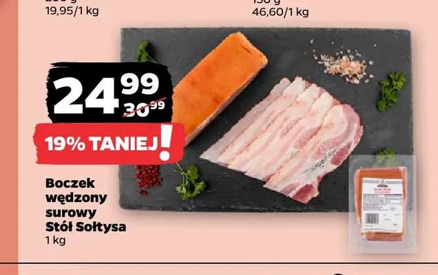 Boczek wędzony surowy Stół Sołtysa promocja w Netto