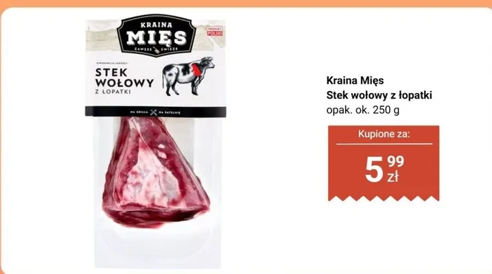 Stek wołowy z łopatki Kraina Mięs promocja w Biedronka