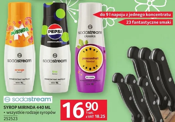 Syrop Mirinda 440 ml Sodastream wszystkie rodzaje syropów promocja w Selgros