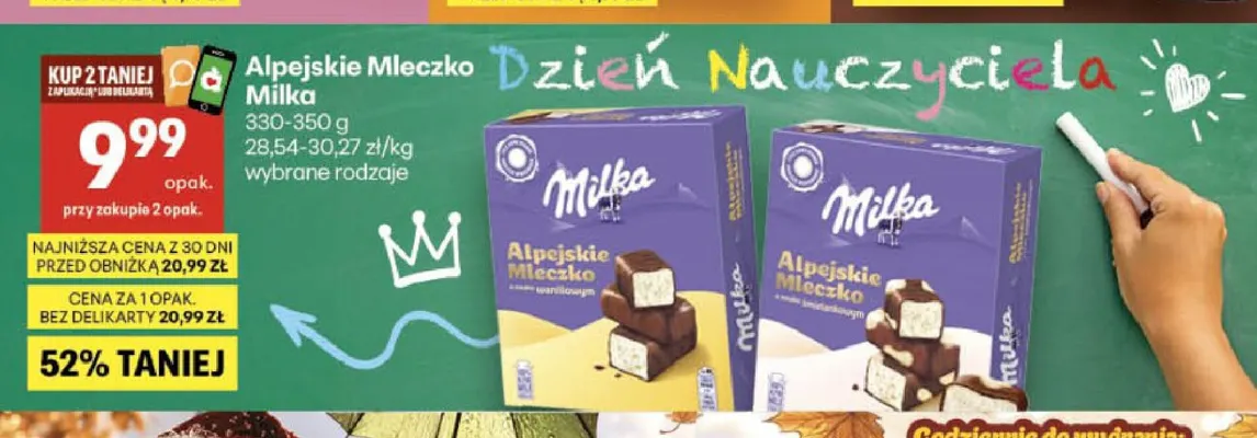 Alpejskie Mleczko Milka promocja w Delikatesy Centrum