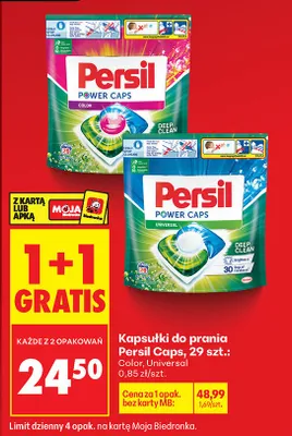 Kapsułki do prania Power Caps Color 1+1 GRATIS promocja w Biedronka