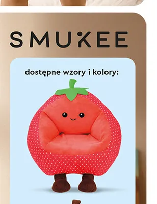 Fotelik dziecięcy Smukee truskawka 48x52x41 cm promocja w Biedronka