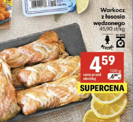 Warkocz z łososia wędzonego promocja w Delikatesy Centrum