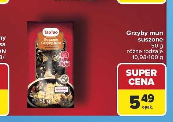 Grzyby mun suszone TaoTao promocja w Carrefour