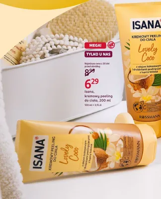 Kremowy peeling do ciała Isana Lovely Coco promocja w Rossmann