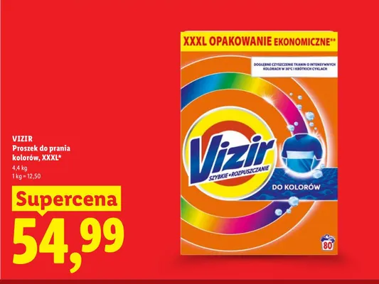 Proszek do prania kolorów XXXL Vizir promocja w Lidl