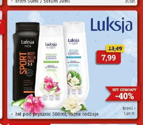 Żel pod prysznic Luksja Men Sport promocja w Drogeria Kosmyk